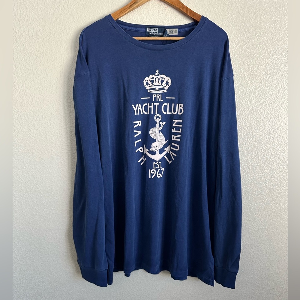 Polo Ralph Lauren Yacht Club Riviera Sail Boat Anchor Long Sleeve Shirt Size XL